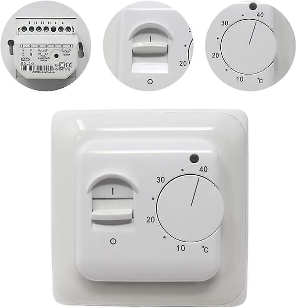 Manuell elektrisk golvvärmetermostat med AC 220v 16a sond, mekanisk golvvärme termostatkontroll [energiklass A+++] (x)
