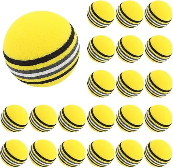 20 st skumgummi golf träningsbollar - svamp golf träningsboll regnbåge svampboll mjuk för inomhus- eller utomhusträning, gul