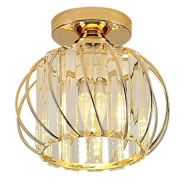 Kristallkronor Taklampor, Liten Semi-Flush Taklampa för Hall, Matsalar, Vardagsrum (Guld)