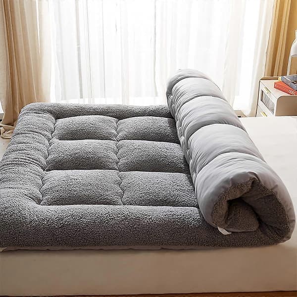 Japansk Futon Madrass Tatami Golvmadrass, Vikbar Rullmadrass, Grå 90x200cm, Portabel Fluffig Sovdyna