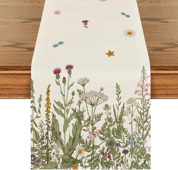 Antik örter och vilda blommor vår bordslöpare, säsongsbetonad köksmatbord dekoration för hemfest dekoration 40 x 140 cm