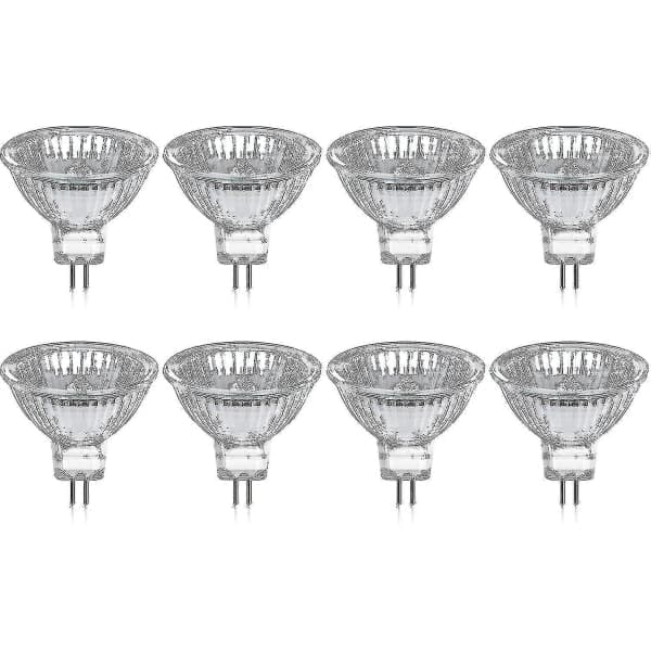 8-pack halogenlampor GU5.3 MR16 35W 12V dimbara - varmvit 2800k, 400 lumen, lock