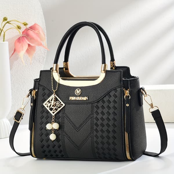 Elegant Damhandväska - Konvertibel Crossbody/K clutch med Justerbar Rem, Guldfärgad Hårdvara, Dragkedja - Syntetiskt Material för Vardagsbruk