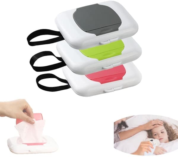 ING 3-pack våtservetter i en låda, Bärbar våtservettdispenser, Šteranvändbar, Vattentät och dammtät, Våtservettpåse, Resevänlig