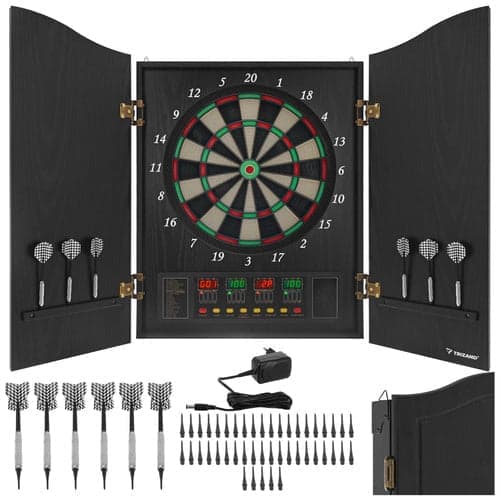Elektronisk darttavla 45 cm med ljud/ljus, flera spel, batteri/adapter