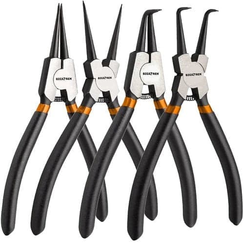 Seegerringtångset 4-pack inre/yttre rak & böjd, fjäder, stål
