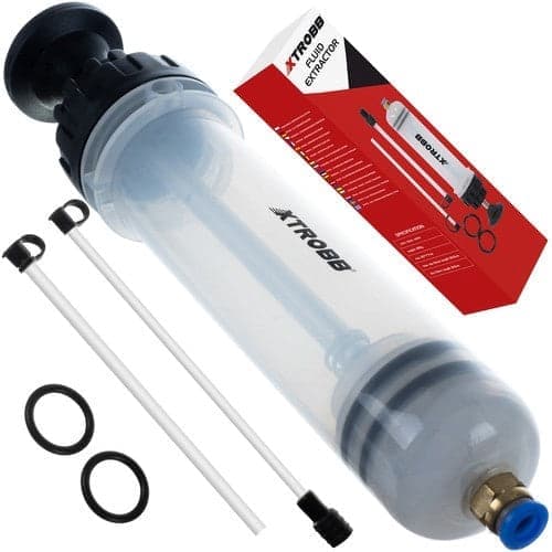 Oljesugspruta 200 ml med slangar och slanglås för olja/bränsle