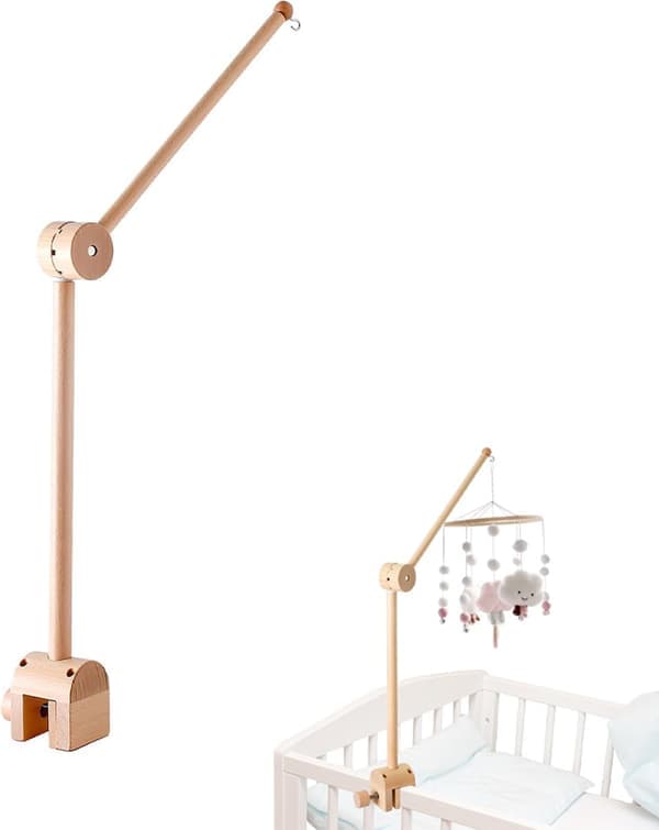 Lekhagsmobil - Mobilhållare - Spjälsängsmobil - Babymobilhållare i trä - Musikmobilhållare i trä - Babymobilhållare i trä