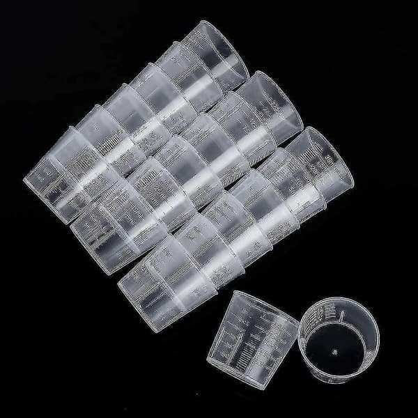 100 st 30 ml liten mätkopp med skala för att mäta PP-kopp plast med lock experimentell mätkopp skala ren tom kopp (FMY)