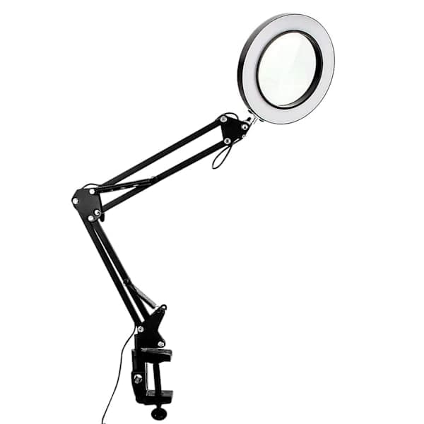 10X Förstoringsglas med Ljus och 3 Färglägen 10 Ljusstyrka Justerbar Förstoringsbordslampa för (FMY)