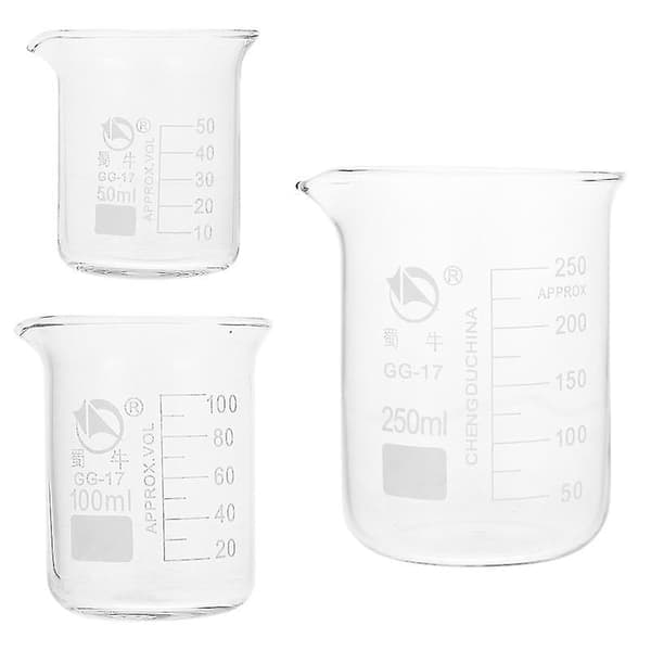 3 st graderade bägare mätglas bägare laboratorieglas bägare med pip