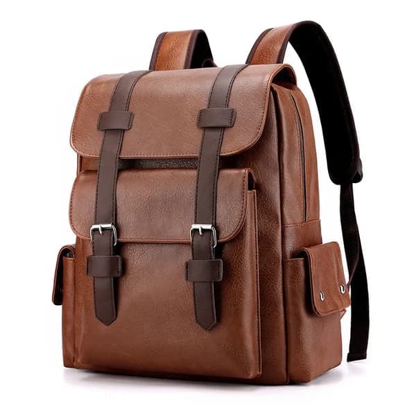 Vattentät läderaxelväska för män, retro, casual, stor kapacitet, student, affärsväska, laptopväska, reseskola, ryggsäck, mode