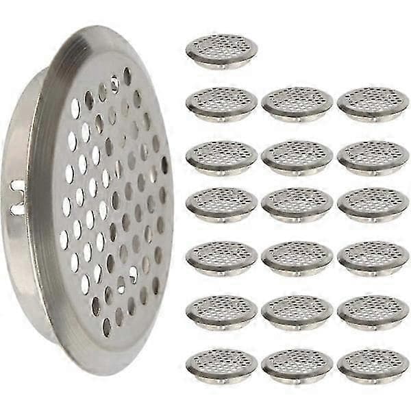 20 st 53 mm ventilationsgaller i rostfritt stål, runt nät, ventilerande