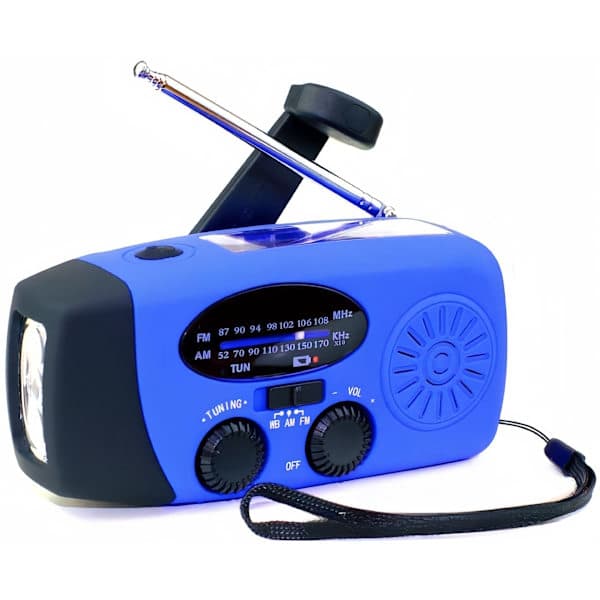 Uppgraderad 2026 nödradiomed handvev, solpanel, ficklampa och 2000mAh powerbank; SOS; AM/FM-radio; NOAA bärbar väderradio.