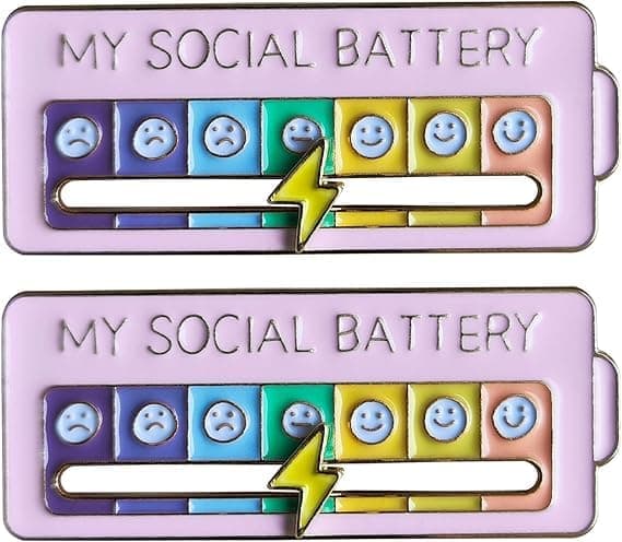 2 st. MITT SOCIALA BATTERI, Rolig Brosch för Socialt Humör i 7 Dagar, Brosch Rolig Social Batteri Brosch Märke Humör Brosch Märke Söt