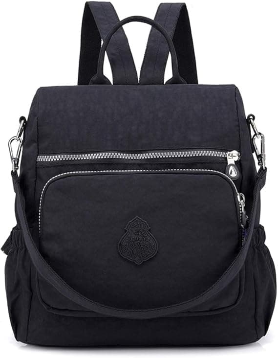 Dam Ryggsäck Dam Rucksack Handväska Stöldskydd Vattentät Nylon Skolväska Resa Casual Daypack Mode Axelväska Svart