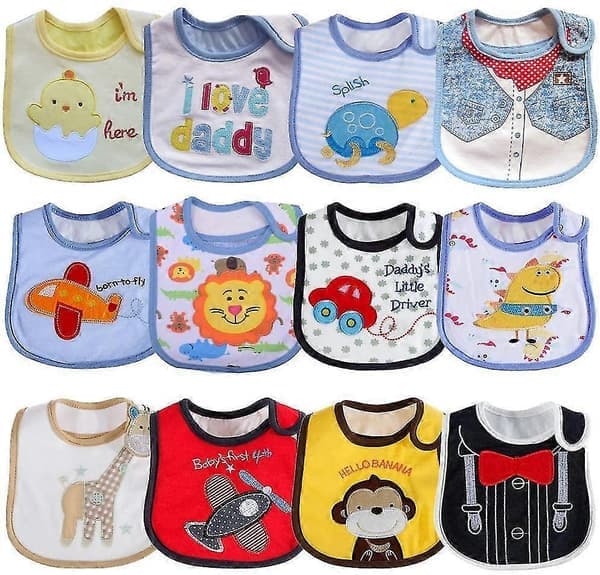 12-pack Baby Vattentäta Haklappar 0 till 36 Månader 12-pack - Unisex (Slumpmässigt mönsterfärg)