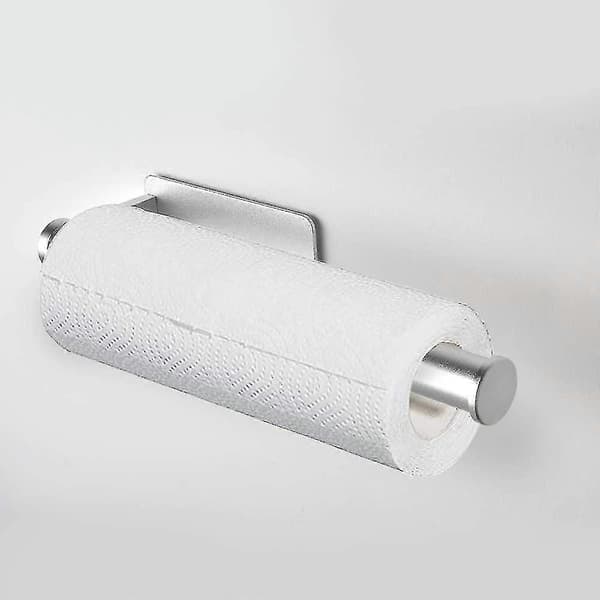 Hushållspappershållare, inget behov av att borra, väggmonterad hushållspappershållare, förvaringsställ för köksrullar, aluminium
