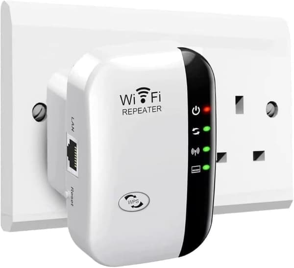 WiFi-förlängare 2024, WiFi-förstärkare, WiFi-repeater, täckning upp till 3000 kvm, anslut 45 enheter, internetförstärkare vit
