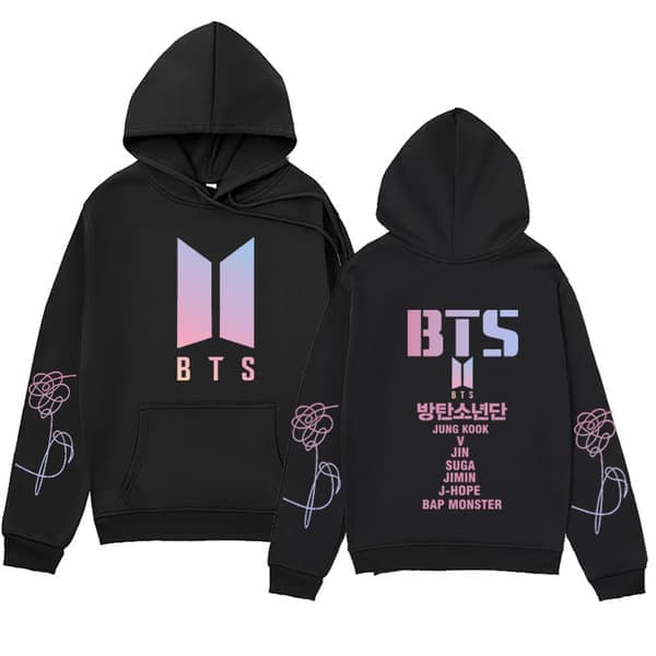 Bts unisex hoodie Casual hoodie Cosplay jacka topp svart