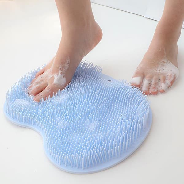 Fotborste för Dusch, Fotrengörings- och Massagematta med Halkfria Sugkoppar, Dusch- och Badrums Fotborstmatta (Blå)(YD) -FY