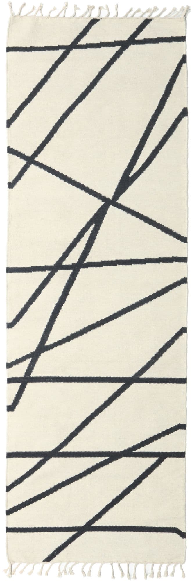 Cross Lines Matta - Off white / Svart 80x250