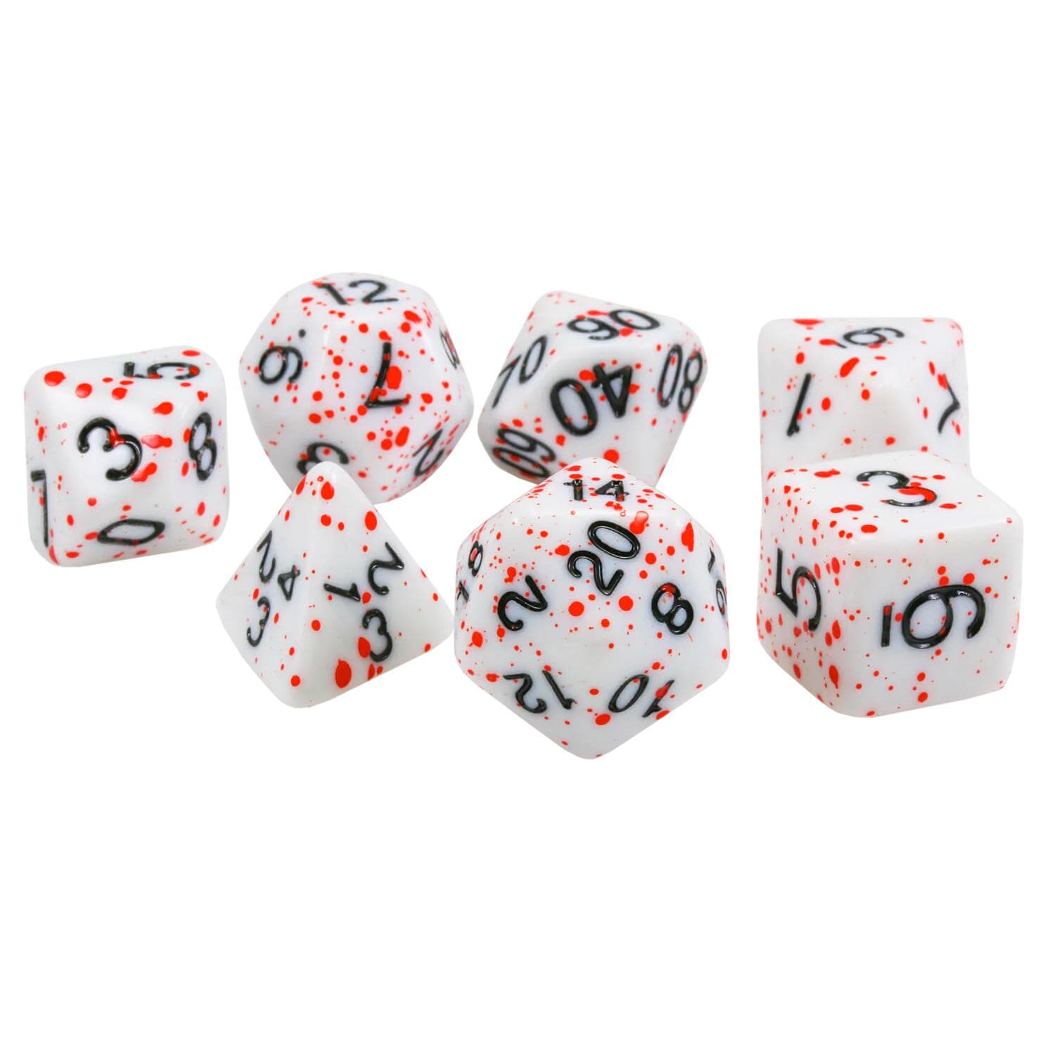 7x Tärningar till Dungeons & Dragons (DnD) - Vit/Röd