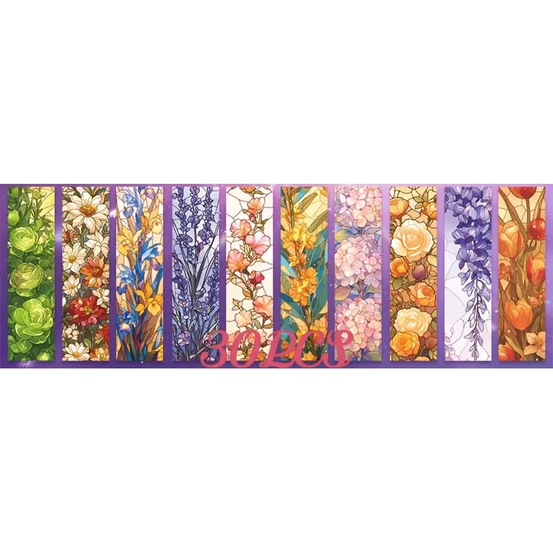 Bokmärken | Blommor | Färgat glas | 10-pack | Mix 3