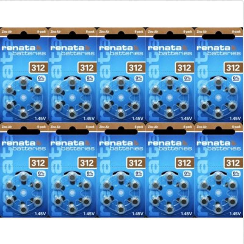 312 Renata 6-Pack X10= 60 stycken hörapparatsbatterier
