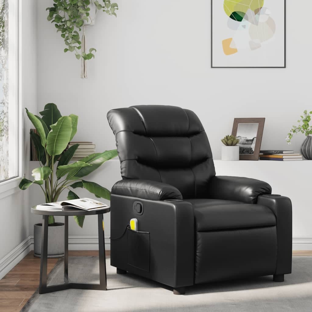 vidaXL Massagefåtölj svart konstläder