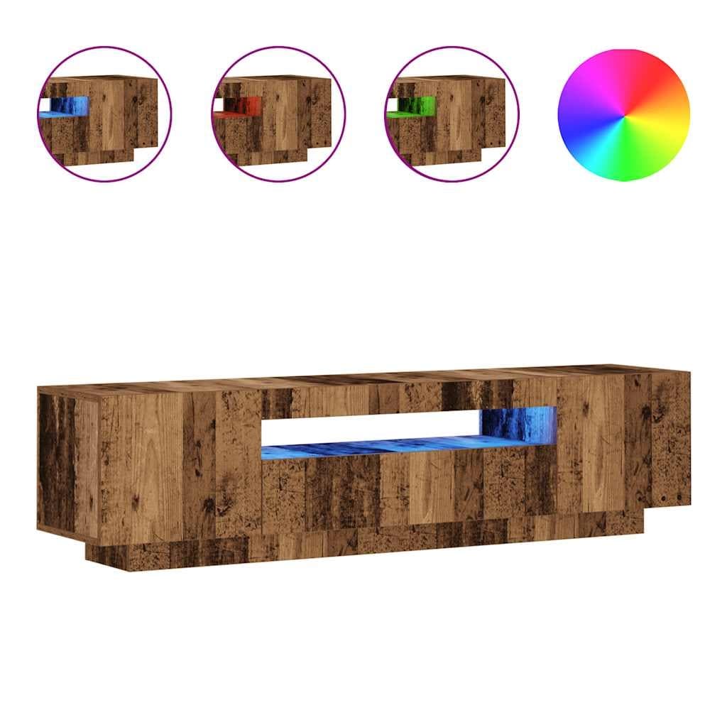 vidaXL TV-bänk med LED-lampor åldrat trä 160x35x40 cm konstruerat trä