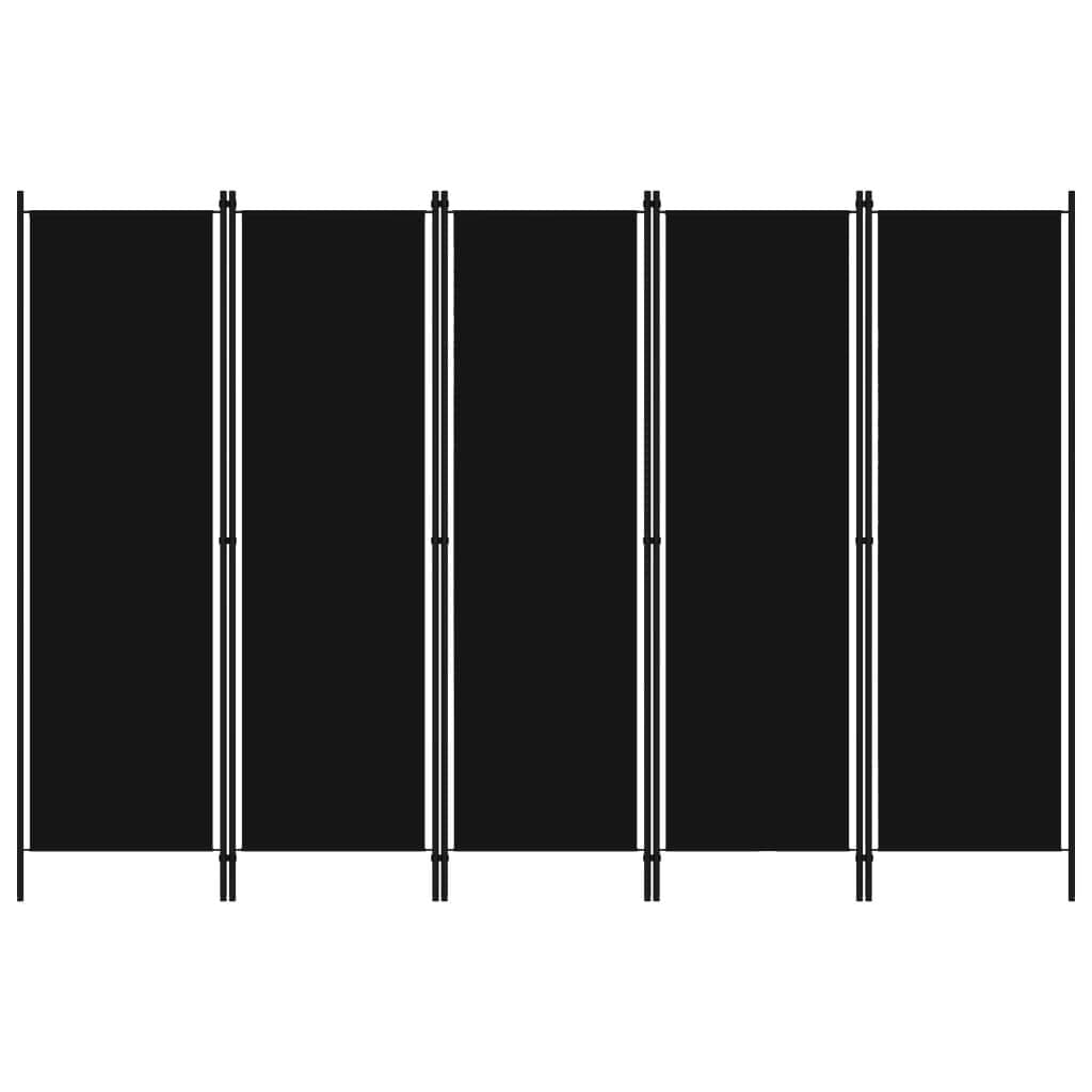 vidaXL Rumsavdelare 5 paneler svart 250x180 cm
