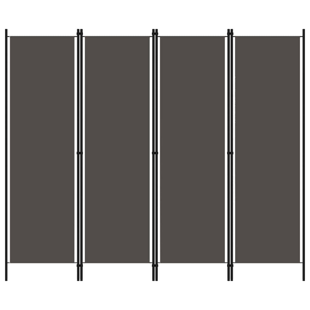 vidaXL Rumsavdelare 4 paneler antracit 200x180 cm