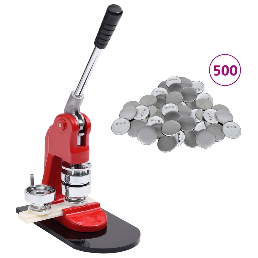 vidaXL Knappmaskin med 500 st knappdelar 37 mm