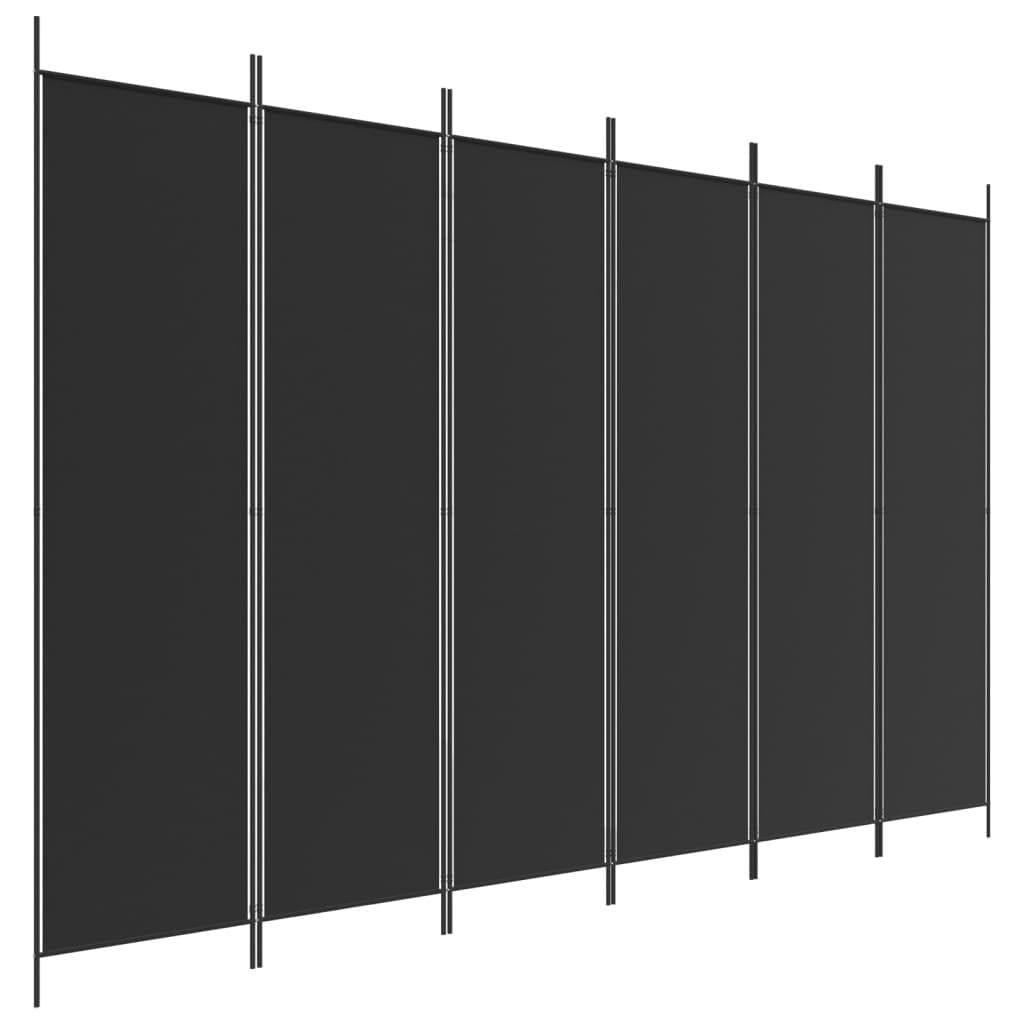 vidaXL Rumsavdelare 6 paneler svart 300x200 cm tyg