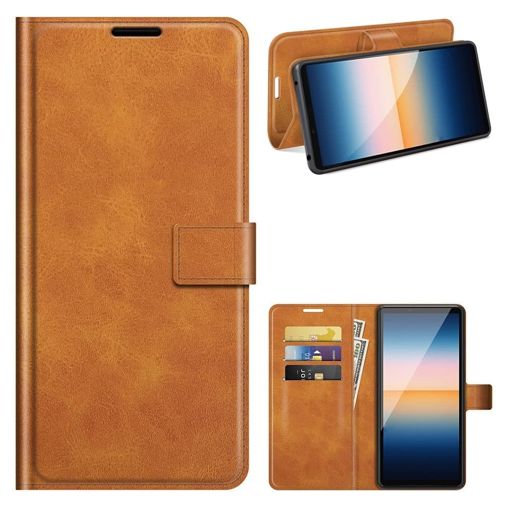 Hållbart konstläder Sony Xperia 10 III fodral med plånbok - Orange