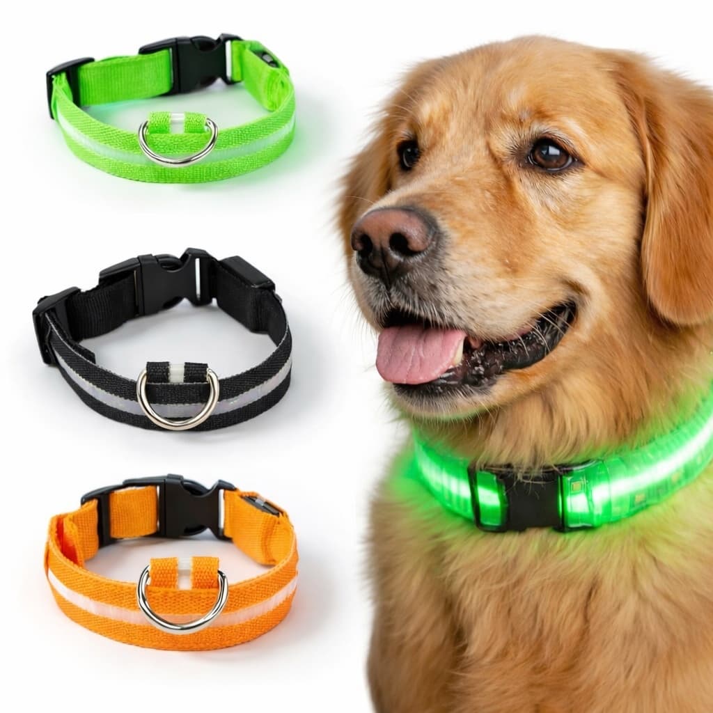 LED Hundhalsband Uppladdningsbar / Reflex & Halsband för Hund - XL - Grön