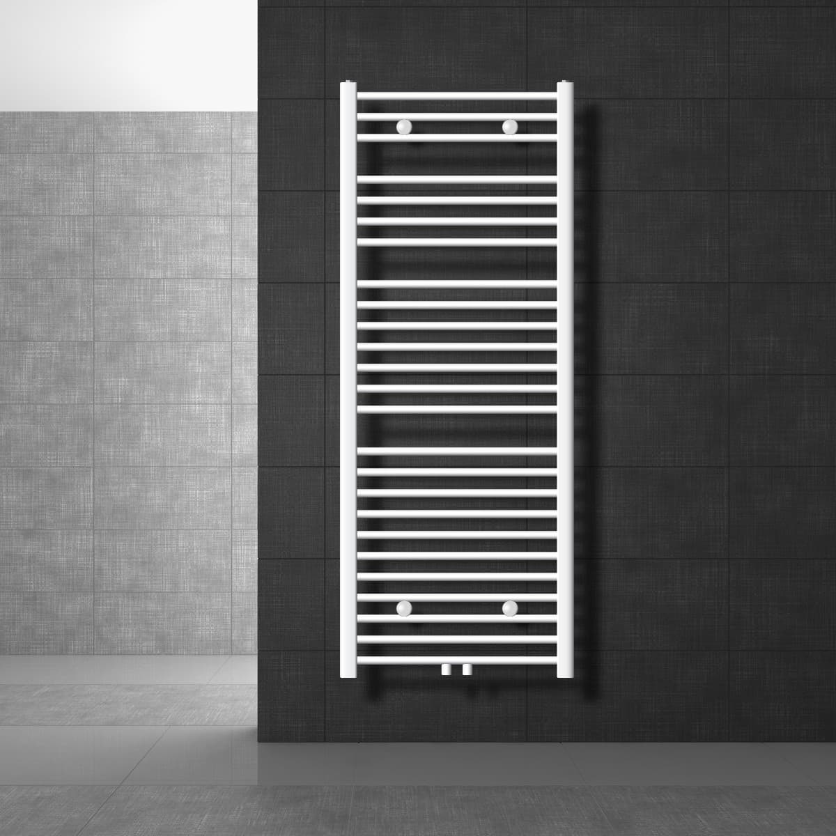 ECD Germany badrumsradiator - 600 x 1500 mm - vit - rak med centralanslutning - handduksvärmare för handdukstork designer radiator