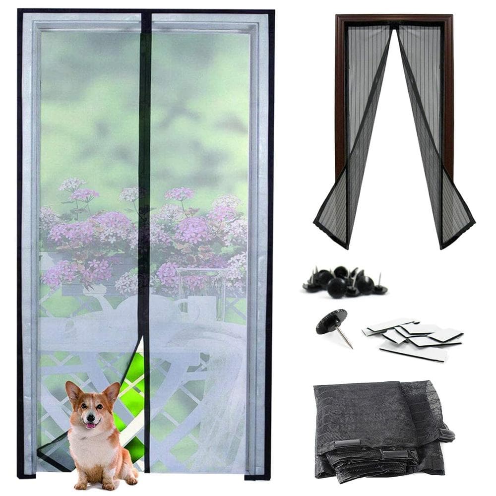 Insektsnät dörr 100x200 Insektsskydd Svart Magnet Myggnät