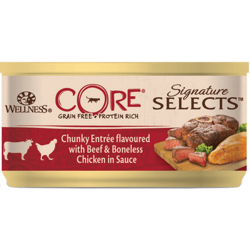 Cat Adult Signature Selects Chunky Beef & Chicken in Sauce Wet 79 g - Katt - Kattfoder & kattmat - Blötmat & våtfoder till katt - CORE Petfood -