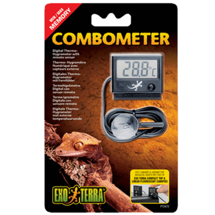 Thermo-Hygro Combometer - Digtal Thermometer & Hygrometer Black 4,5 cm - Reptil - Luftfuktighet för reptil & terrarium - Hygrometer för reptil &