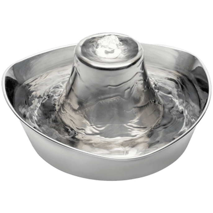 Drinkwell Seaside Stainless Steel Pet Fountain Gray 1,8L - Katt - Matplats & Vattenfontäner för katt - Vattenfontän till katter - Petsafe - ZOO.se
