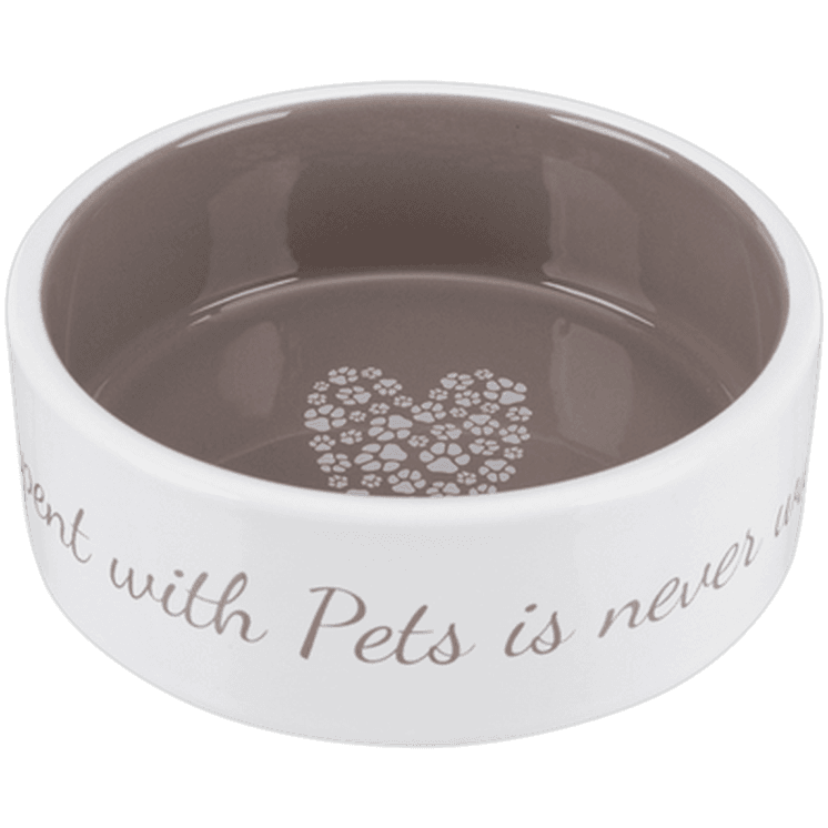 Pet's Home Ceramic Bowl 0.3 l/ø12 cm Cream/Taupe - Hund - Matplats & Vattenautomater för hund - Hundmatskålar & Vattenskålar för hund - Trixie -
