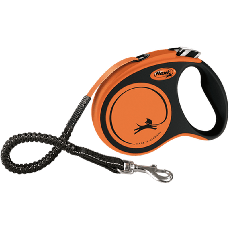 Rullkoppel New Neon Xtreme Tape 5m, M, max 35kg, Orange - Hund - Halsband - Flexi - ZOO.se