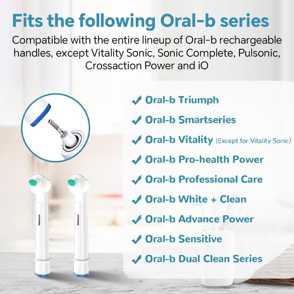 2 x 4-pack Interdentalersättningsborsthuvuden Kompatibla med Oral B Elektrisk Tandborste för Rengöring av Tandställning och Mellan Tänderna