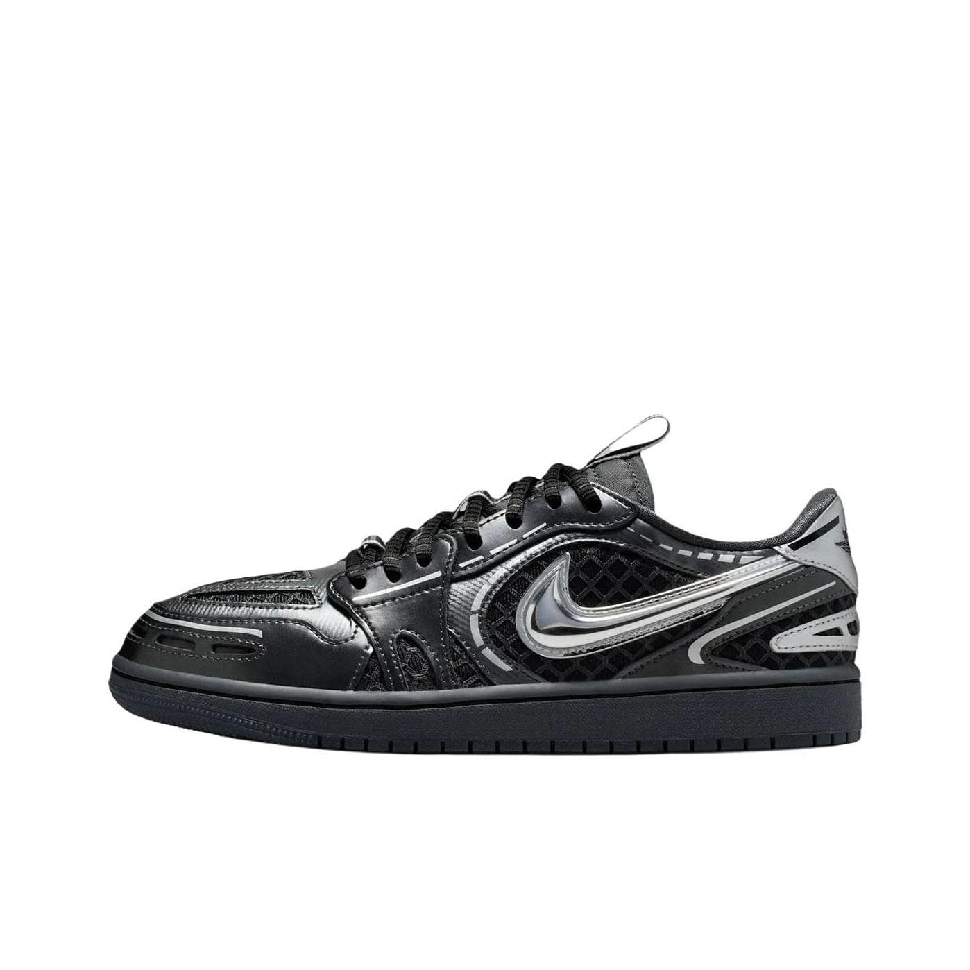 Air Jordan 1 Low Method of Make Svart/Vit/Antracit/Metallic Silver Damsneakers HQ2186001 cm