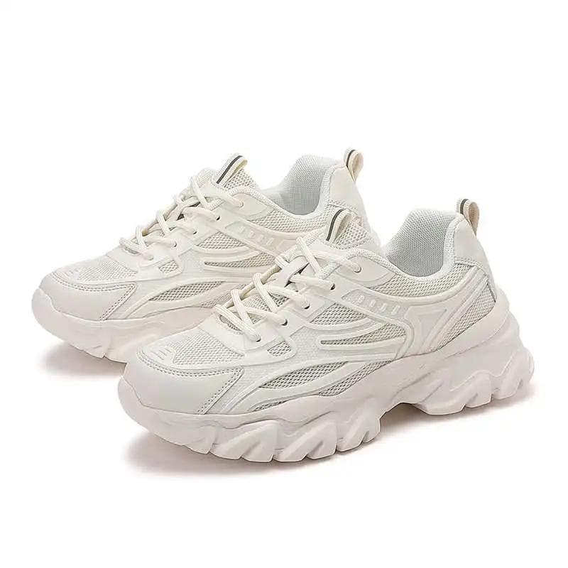 Fashion Camp Äkta Läder Dam Vår Höst Sneakers Chunky Dam Loafers Svart Basket Sport Sapatilla Gåvor cm