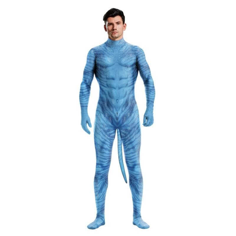 Kreativ Body Vuxen Unisex Cosplay Kostym Snövarg Tryckt Heltäckande Zentai Body med Svans Fest Jumpsuit cm