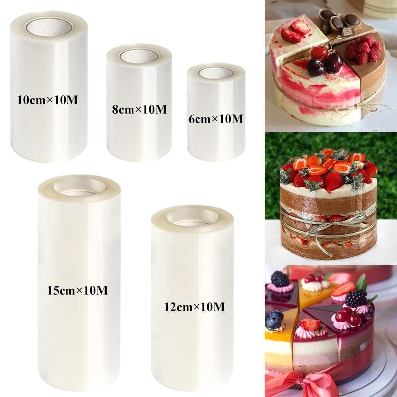 10M Acetat Rulle Tårtkrage Transparent Mousse Tårta Omslagsfilm DIY Chokladtårta Dekorationsverktyg Dessertarkremsa