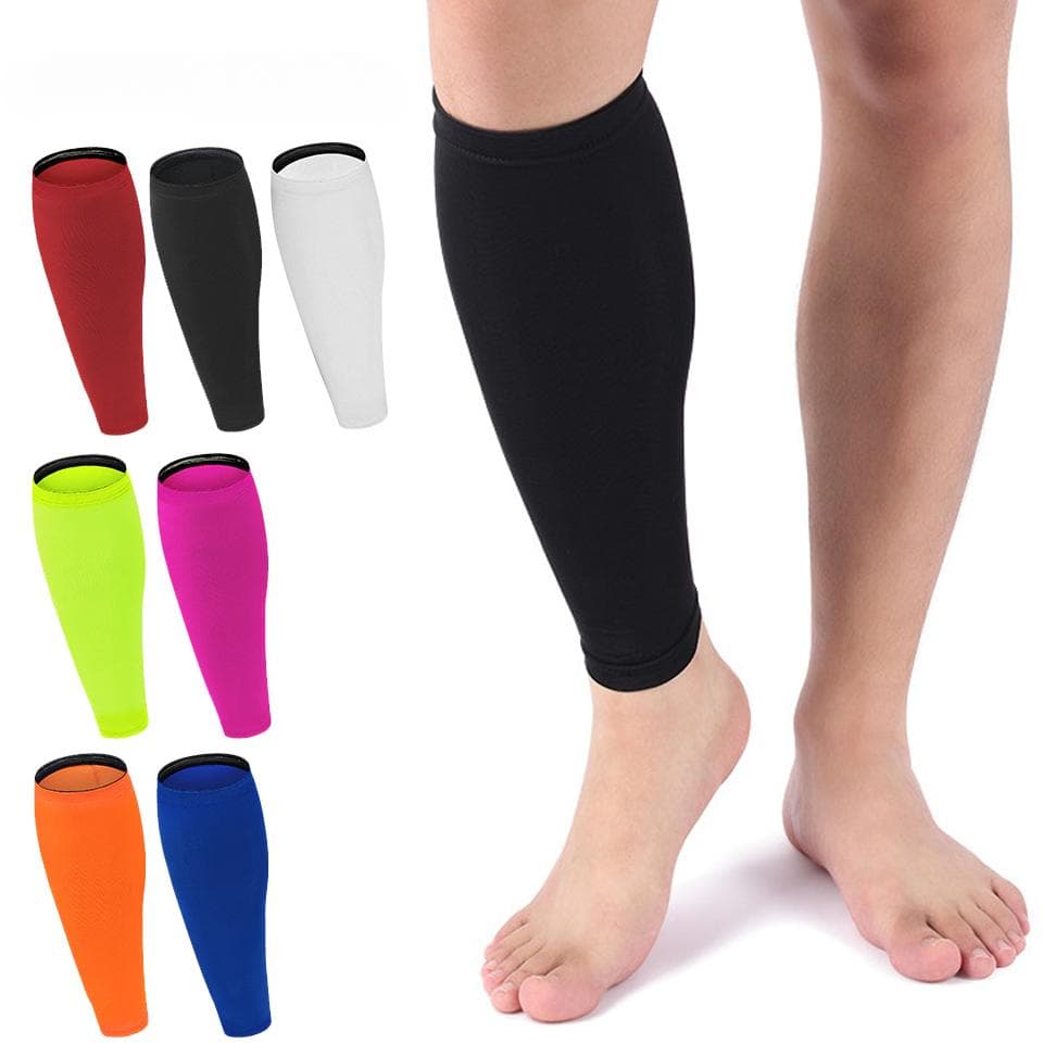 1st Sports Calf Guard Non-Slip Transport Fukt Svett Andas tryckstrumpor Fotboll Basket Ben Support Sleeve svart